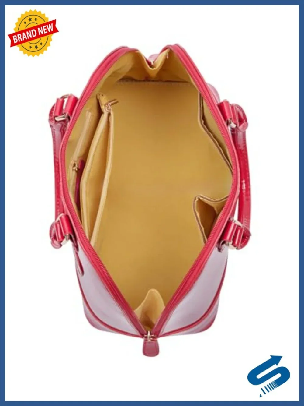 Patent Leather Dome Satchel Purse Zip-around Handbag Multi-Pocket Shoulder Bag